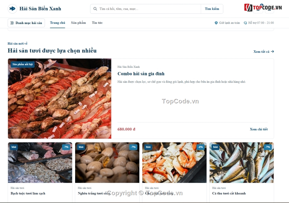 Web bán hải sản,hải sản,bán